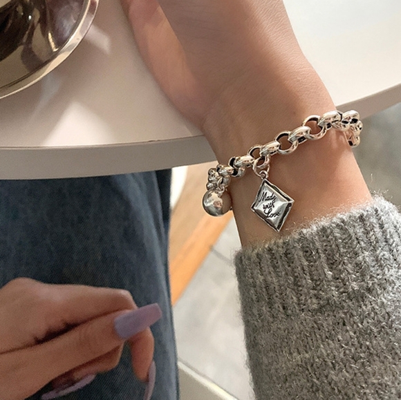 Sterling silver MADE WITH LOVE bracelet - Picture 5 of 7